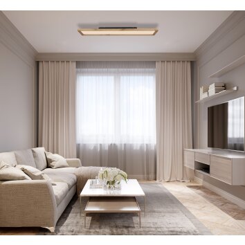 Globo CINDERELLA Ceiling Light LED Wood like finish, white, 1-light source