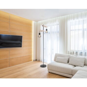 Globo PRISKA Floor Lamp Ecru, black, 2-light sources