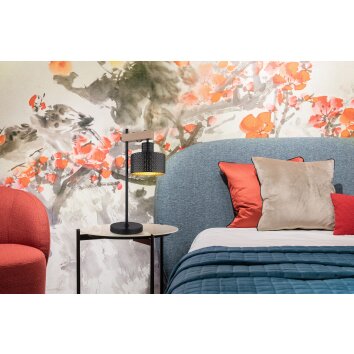 Globo RIELLY Table lamp Wood like finish, black, 1-light source