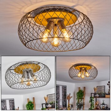 Pinsaguel Ceiling Light grey, Dark wood, 3-light sources