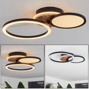 Avelal Ceiling Light LED brown, Wood like finish, black, 1-light source