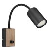 Globo ROBBY Wall Light Wood like finish, black, 1-light source