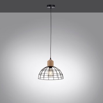 Leuchten-Direkt TARO Pendant Light Ecru, black, 1-light source