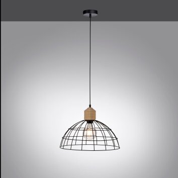 Leuchten-Direkt TARO Pendant Light Ecru, black, 1-light source