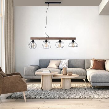 Leuchten-Direkt KASKA Pendant Light Dark wood, black, 4-light sources
