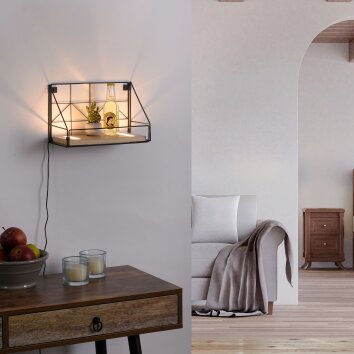 Leuchten-Direkt BOARD Wall Light LED brown, black, 1-light source