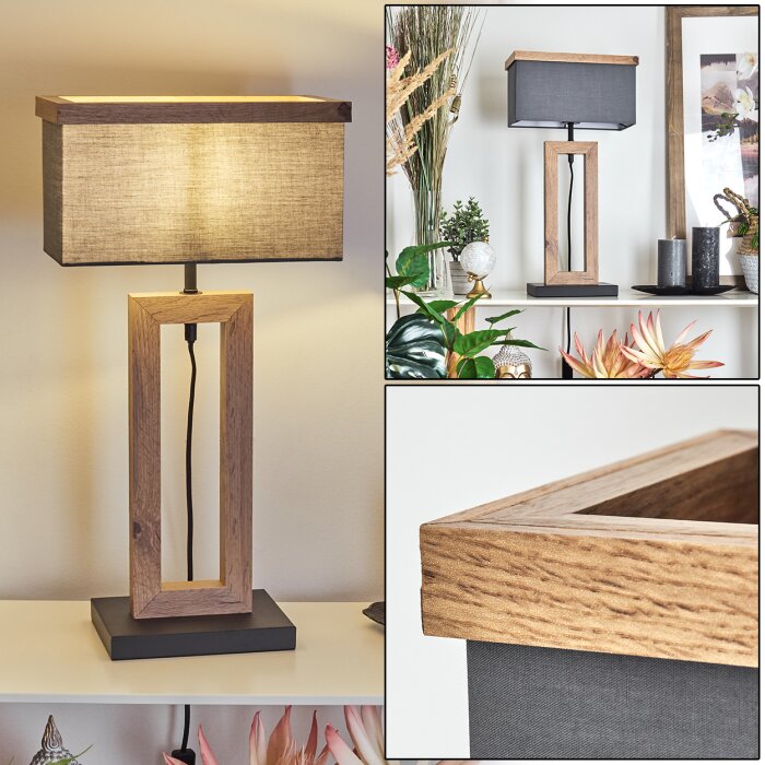 Lure Table lamp brown, Wood like finish, black, 1-light source