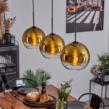 Koyoto  Pendant Light glass 25 cm gold, clear, 3-light sources