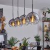 Koyoto  Pendant Light glass 25 cm clear, Smoke-coloured, 4-light sources