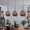 Koyoto  Pendant Light glass 30 cm chrome, Smoke-coloured, 3-light sources
