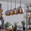 Koyoto  Pendant Light glass 25 cm chrome, Smoke-coloured, 4-light sources
