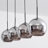 Koyoto  Pendant Light glass 25 cm chrome, Smoke-coloured, 4-light sources