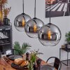 Koyoto  Pendant Light glass 30 cm chrome, clear, Smoke-coloured, 3-light sources