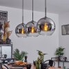 Koyoto  Pendant Light glass 30 cm chrome, clear, Smoke-coloured, 3-light sources