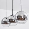 Koyoto  Pendant Light glass 30 cm chrome, clear, Smoke-coloured, 3-light sources