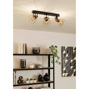Eglo SAMBATELLO Ceiling Light brass, black, 3-light sources