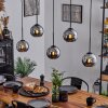 Koyoto  Pendant Light glass 15 cm chrome, Smoke-coloured, 5-light sources