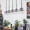 Koyoto  Pendant Light glass 15 cm chrome, clear, Smoke-coloured, 5-light sources