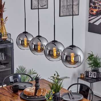 Koyoto  Ceiling Light glass 20 cm chrome, clear, Smoke-coloured, 4-light sources