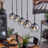 Koyoto  Pendant Light glass 15 cm chrome, clear, Smoke-coloured, 5-light sources