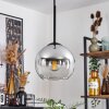 Koyoto  Pendant Light glass 15 cm chrome, clear, Smoke-coloured, 1-light source