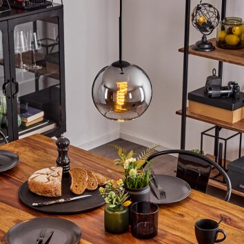 Koyoto  Ceiling Light glass 20 cm chrome, clear, Smoke-coloured, 1-light source