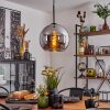 Koyoto  Pendant Light glass 25 cm chrome, Smoke-coloured, 1-light source