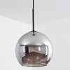 Koyoto  Pendant Light glass 25 cm chrome, Smoke-coloured, 1-light source