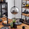 Koyoto  Pendant Light glass 25 cm chrome, Smoke-coloured, 1-light source