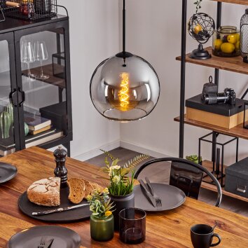 Koyoto  Pendant Light glass 25 cm clear, Smoke-coloured, 1-light source