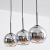 Koyoto  Ceiling Light glass 20 cm chrome, clear, Smoke-coloured, 3-light sources