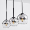 Koyoto  Pendant Light glass 15 cm chrome, clear, Smoke-coloured, 3-light sources