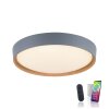 Paul Neuhaus Q-EMILIA Ceiling Light LED grey, Wood like finish, 1-light source, Remote control