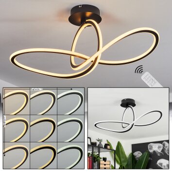 Zibreira Ceiling Light LED black, 1-light source, Remote control