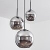 Koyoto  Pendant Light glass 20 cm, 25 cm, 30cm chrome, Smoke-coloured, 3-light sources