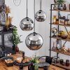 Koyoto  Pendant Light glass 20 cm, 25 cm, 30cm chrome, Smoke-coloured, 3-light sources