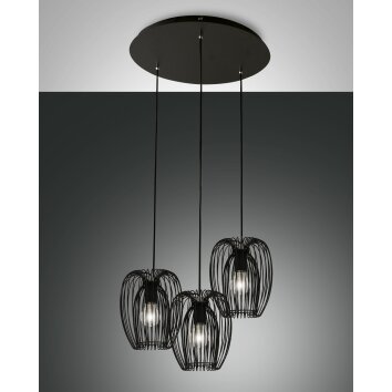 Fabas Luce Camp Pendant Light black, 3-light sources