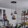 Koyoto  Pendant Light glass 15 cm, 20 cm, 25 cm chrome, Smoke-coloured, 3-light sources
