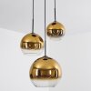 Koyoto  Pendant Light glass 20 cm, 25 cm, 30cm gold, clear, 3-light sources