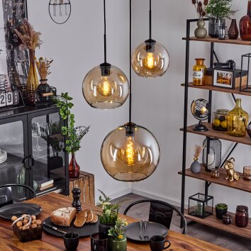 Koyoto  Pendant Light glass 20 cm, 25 cm, 30cm Amber, 3-light sources