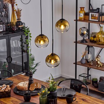 Koyoto  Pendant Light glass 15 cm gold, clear, 3-light sources