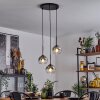 Koyoto  Pendant Light glass 15 cm chrome, clear, Smoke-coloured, 3-light sources