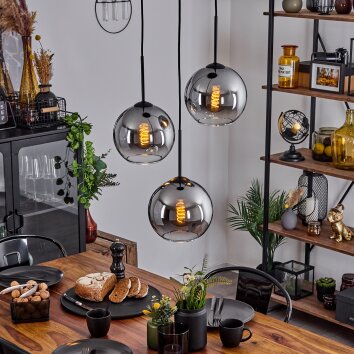 Koyoto  Ceiling Light glass 20 cm chrome, clear, Smoke-coloured, 3-light sources