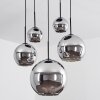 Koyoto  Pendant Light glass 15 cm, 20 cm, 25 cm, 30cm chrome, Smoke-coloured, 5-light sources