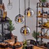 Koyoto  Pendant Light glass 25 cm chrome, clear, Smoke-coloured, 3-light sources