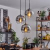 Koyoto  Pendant Light glass 25 cm chrome, clear, Smoke-coloured, 3-light sources