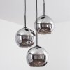 Koyoto  Pendant Light glass 25 cm chrome, Smoke-coloured, 3-light sources