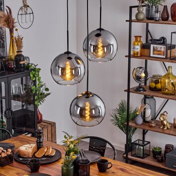 Koyoto  Pendant Light glass 25 cm clear, Smoke-coloured, 3-light sources