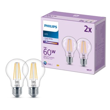 Philips Classic Set of 2 LED E27 7 Watt 4000 Kelvin 850 Lumen
