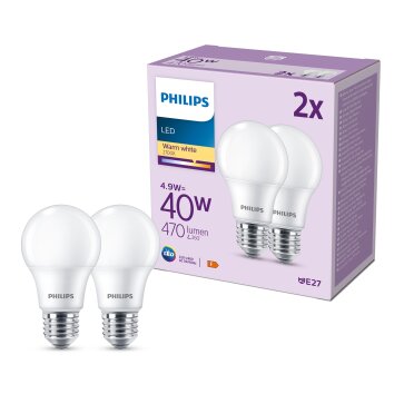 Philips Classic Set of 2 LED E27 4.9 Watt 2700 Kelvin 470 Lumen